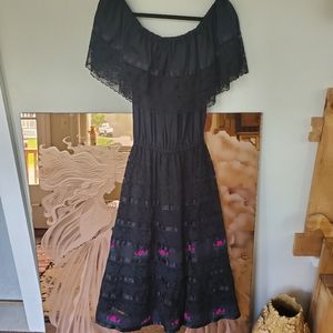 Vintage 70s black lace dress